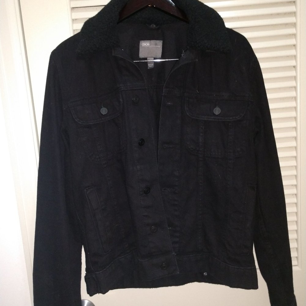 ASOS Black Denim Trucker Jacket, size M